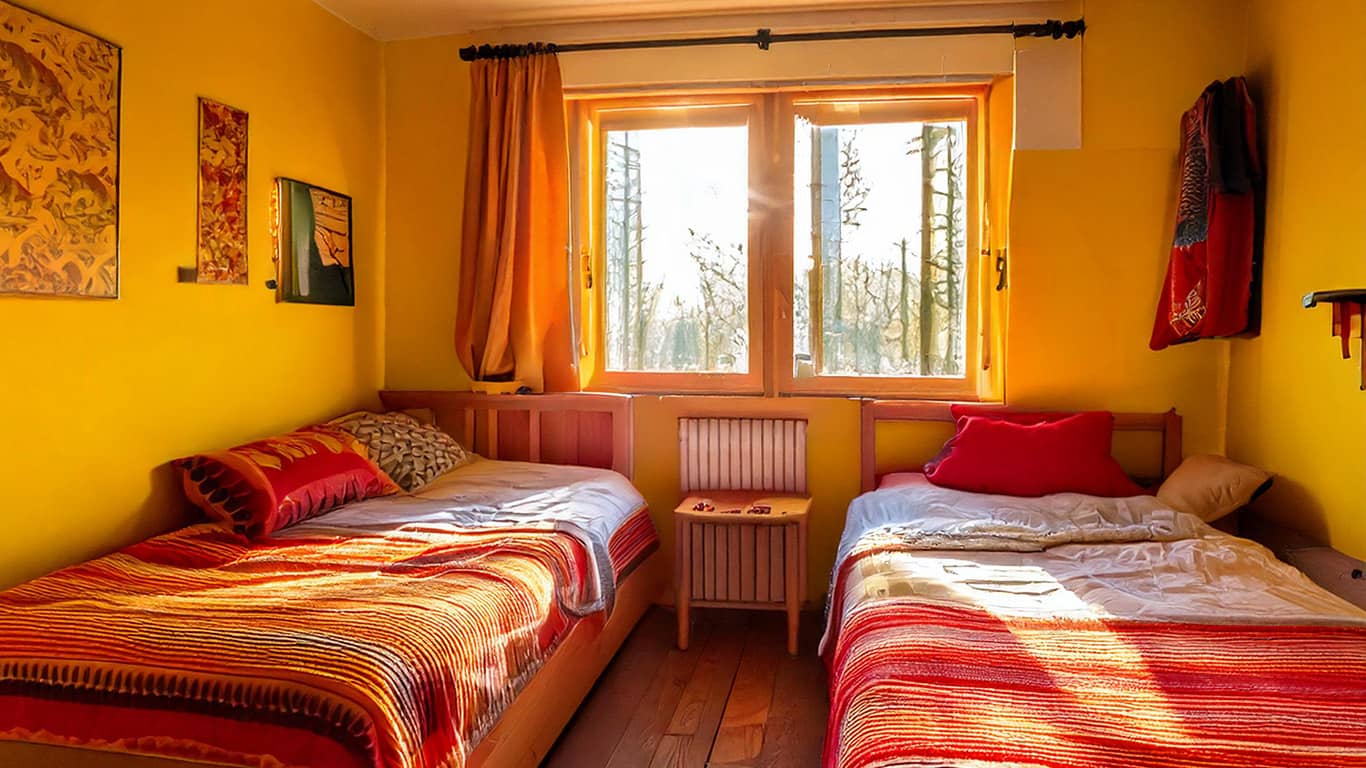 inside a hostel in Madrid
